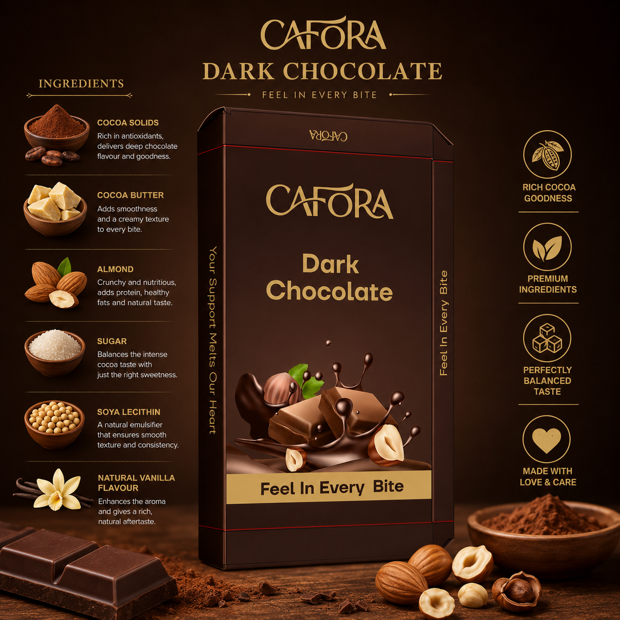 CAFORA Premium Dark Chocolate - 17g - Image 2