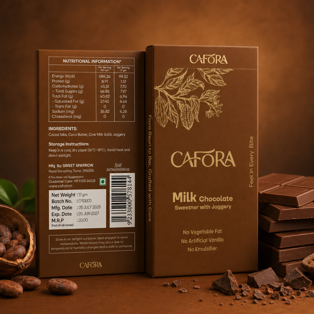 CAFORA Milk Chocolate with Jaggery – 17g