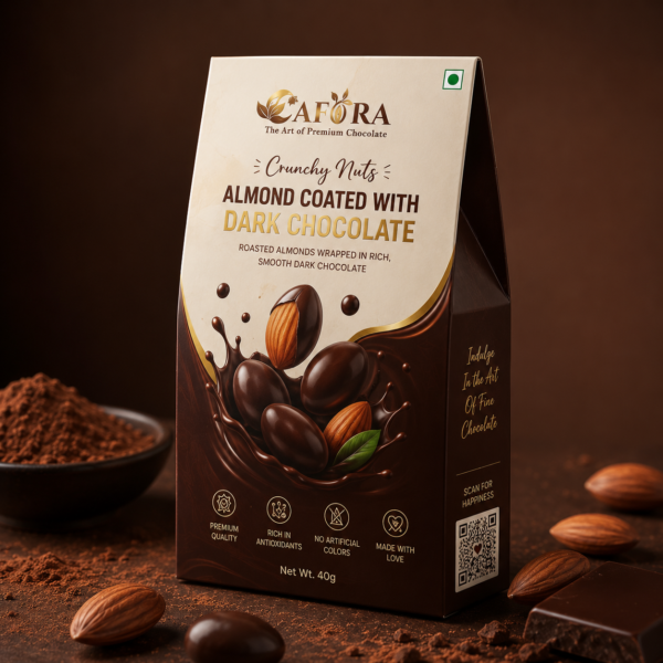 Cafora Almond Coated with Dark Chocolate | Premium Crunchy Nuts