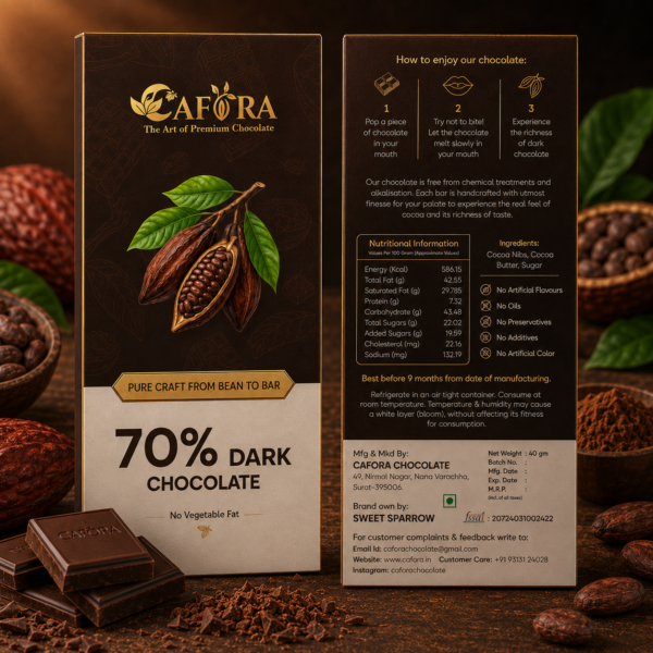 CAFORA 70% Dark Chocolate – Premium Bean to Bar