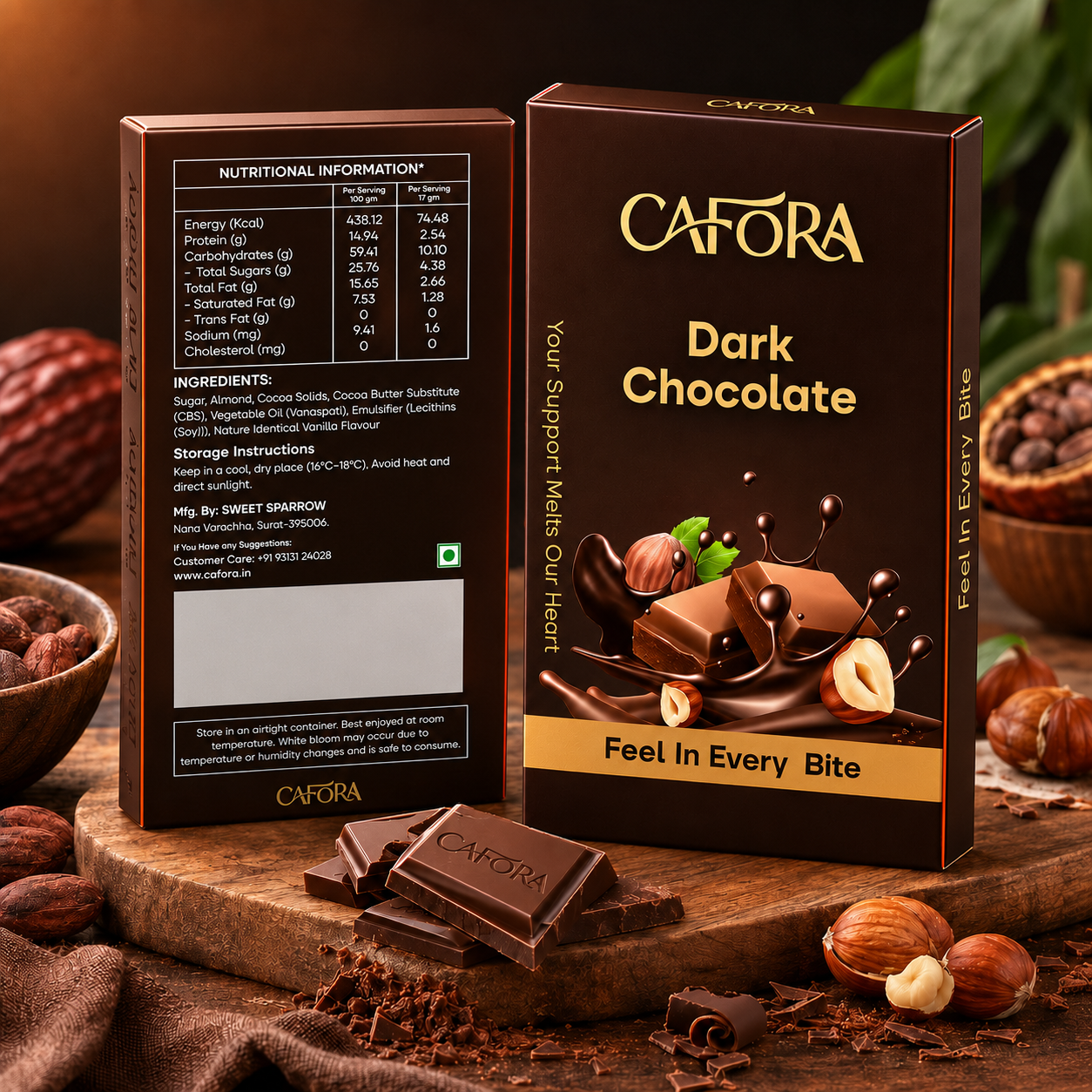 CAFORA Premium Dark Chocolate - 17g