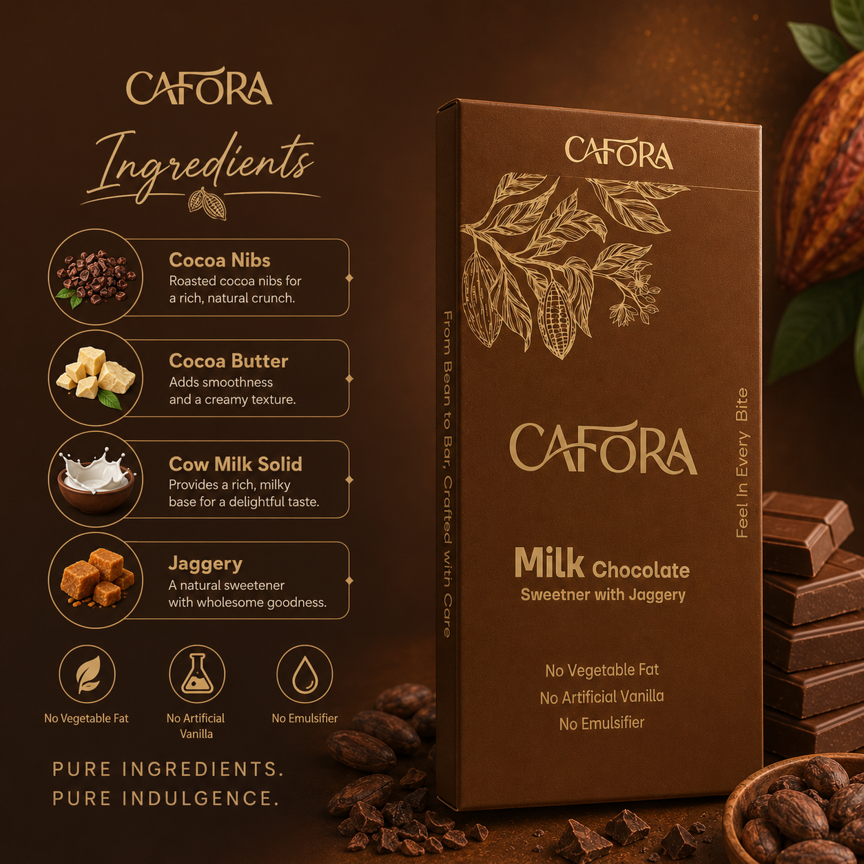 CAFORA Milk Chocolate with Jaggery – 48g