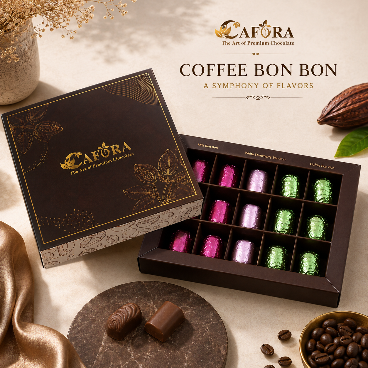 CAFÓRA Premium Chocolate Gift Box – 12 Pieces