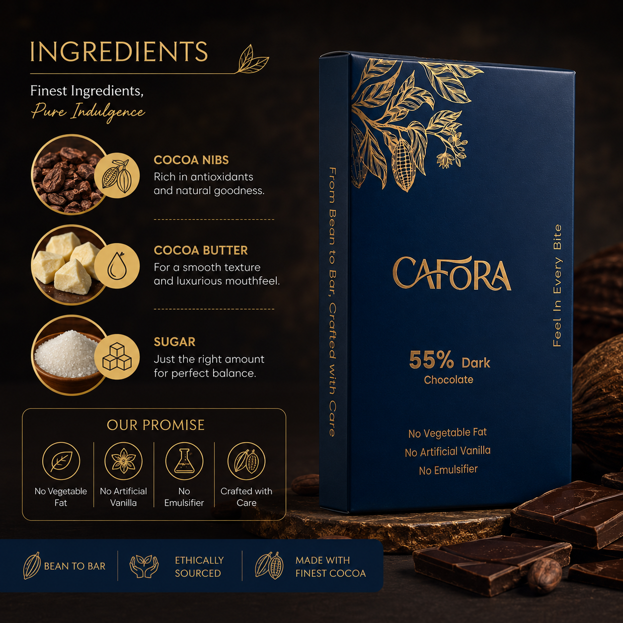 CAFORA 55% Dark Chocolate | Bean to Bar | 17g