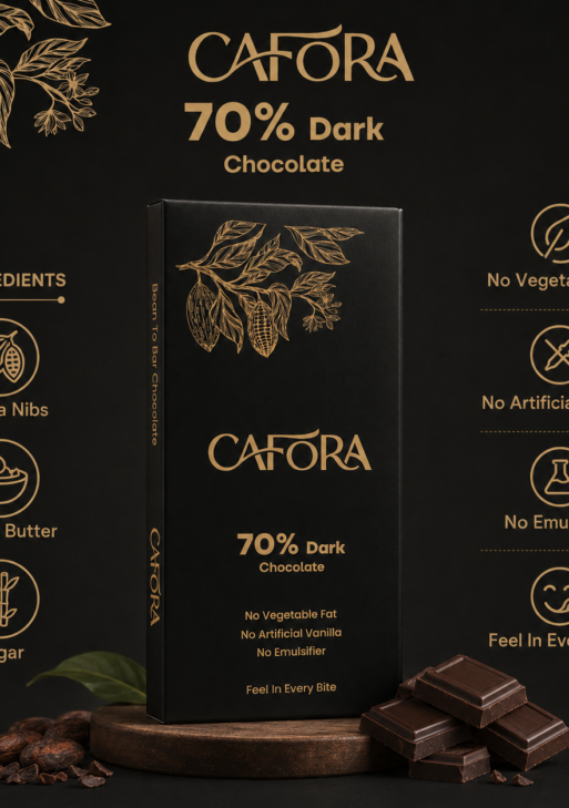 CAFORA 70% Dark Chocolate | Bean to Bar Chocolate | 17g