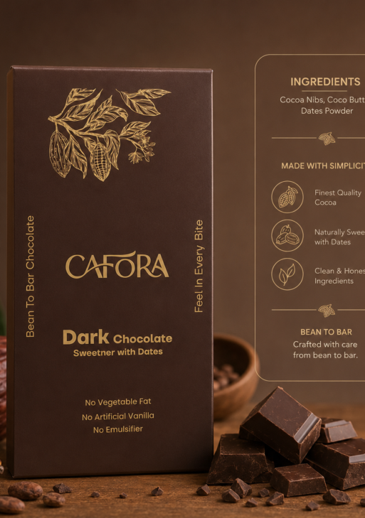 CAFORA Dark Chocolate | Sweetened with Dates | Bean to Bar | 48g