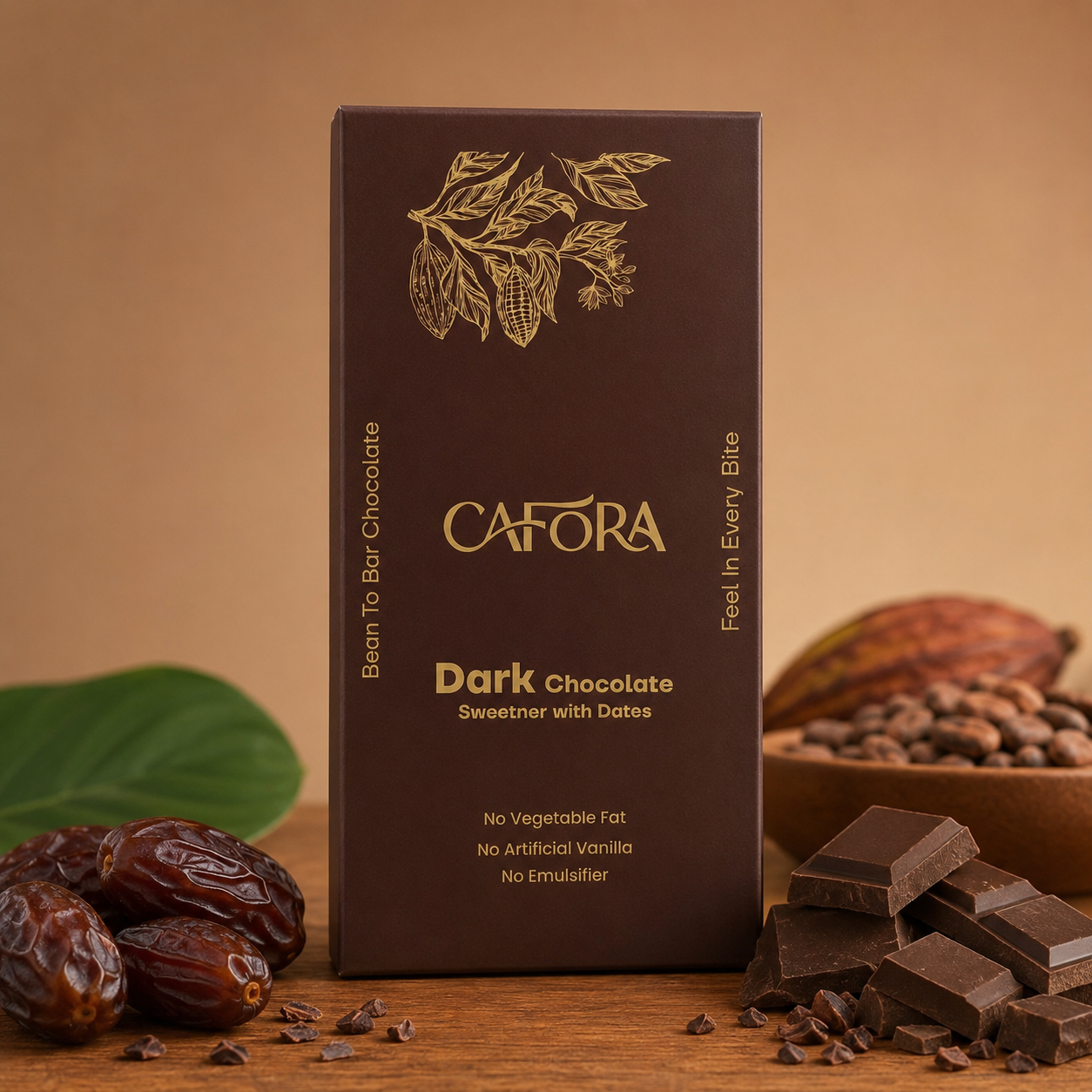 CAFORA Dark Chocolate | Sweetened with Dates | Bean to Bar | 48g