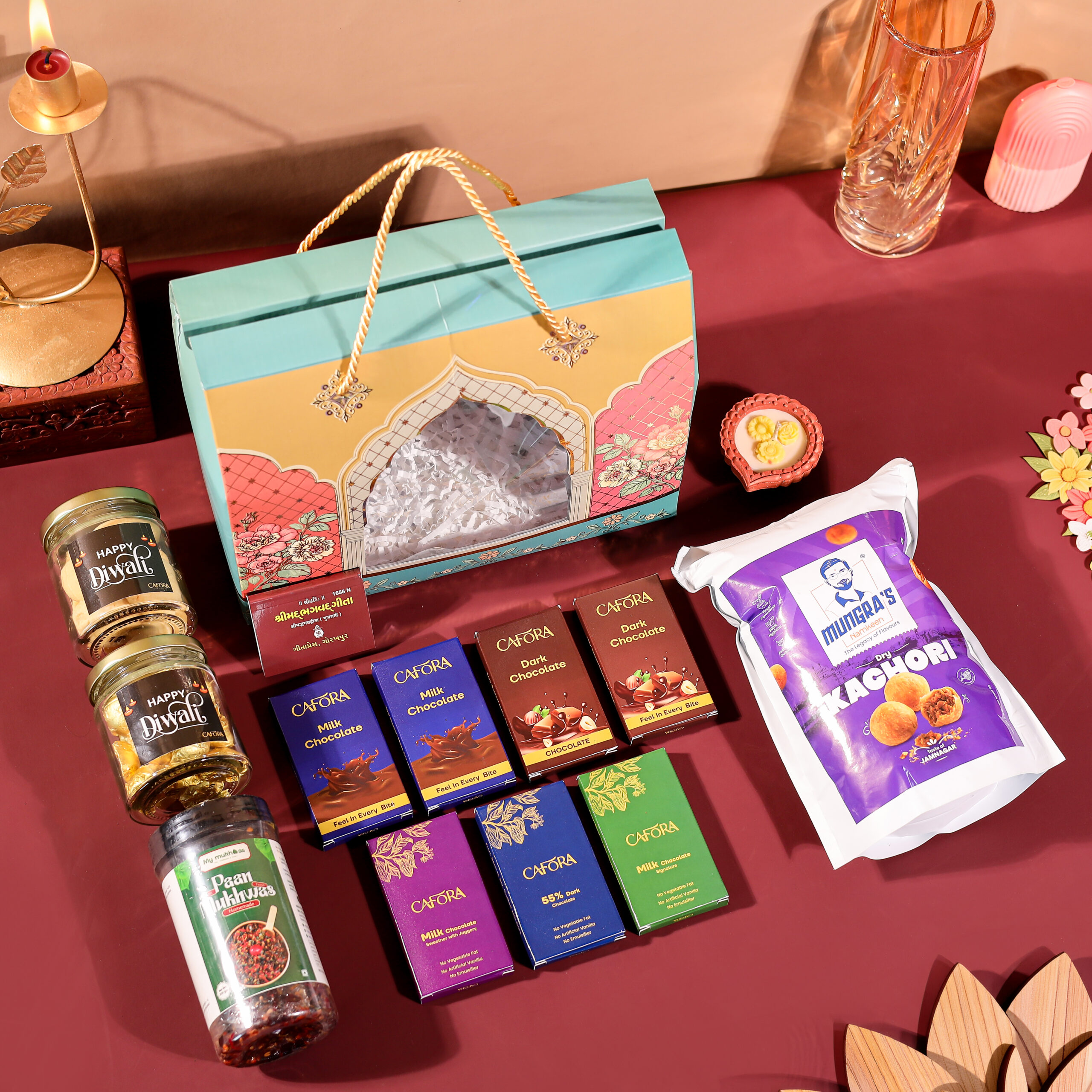 Premium Diwali Gift Hamper | Chocolates, Dry Fruits & Diya - Image 3
