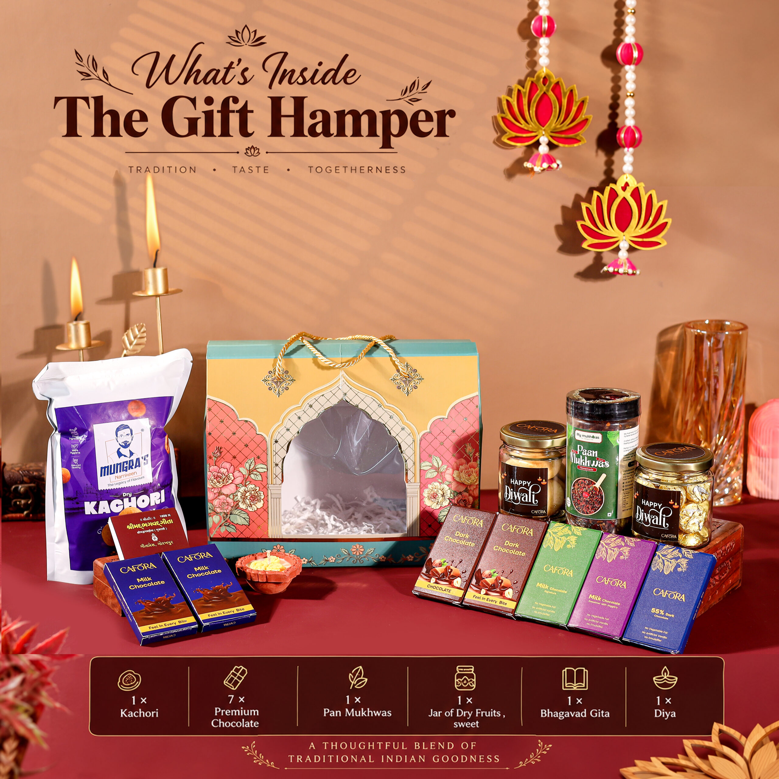 Premium Diwali Gift Hamper | Chocolates, Dry Fruits & Diya